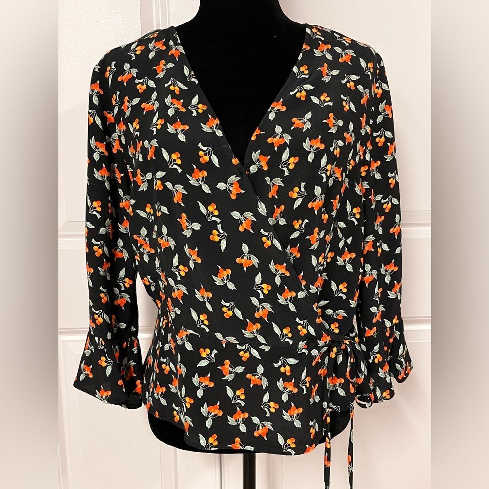 H&M Wrap Front Cherry Blouse